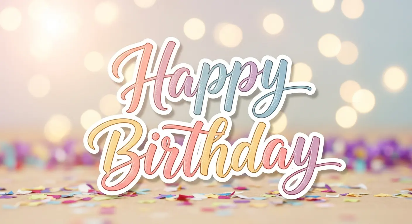 Colorful confetti birthday type on card