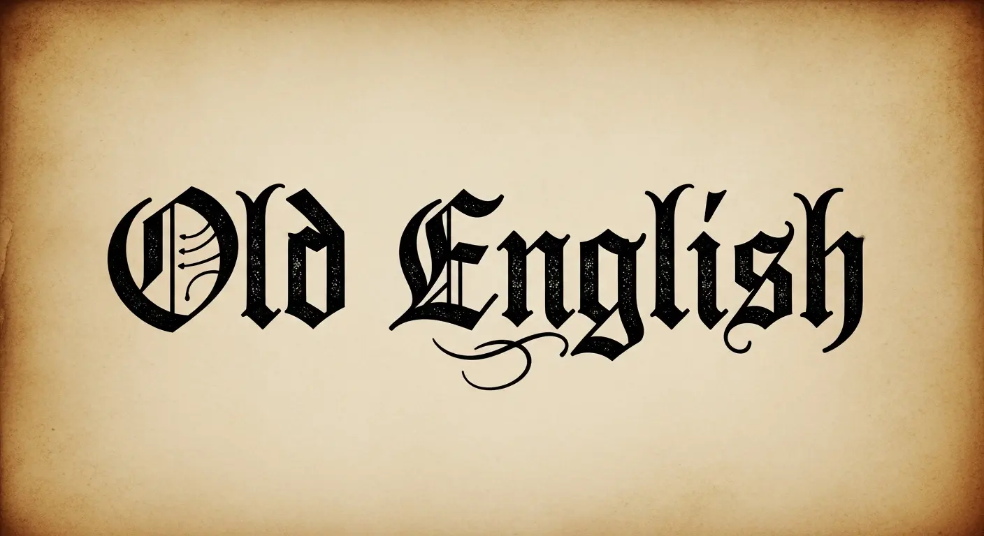 Ornate Old English font sample on parchment background