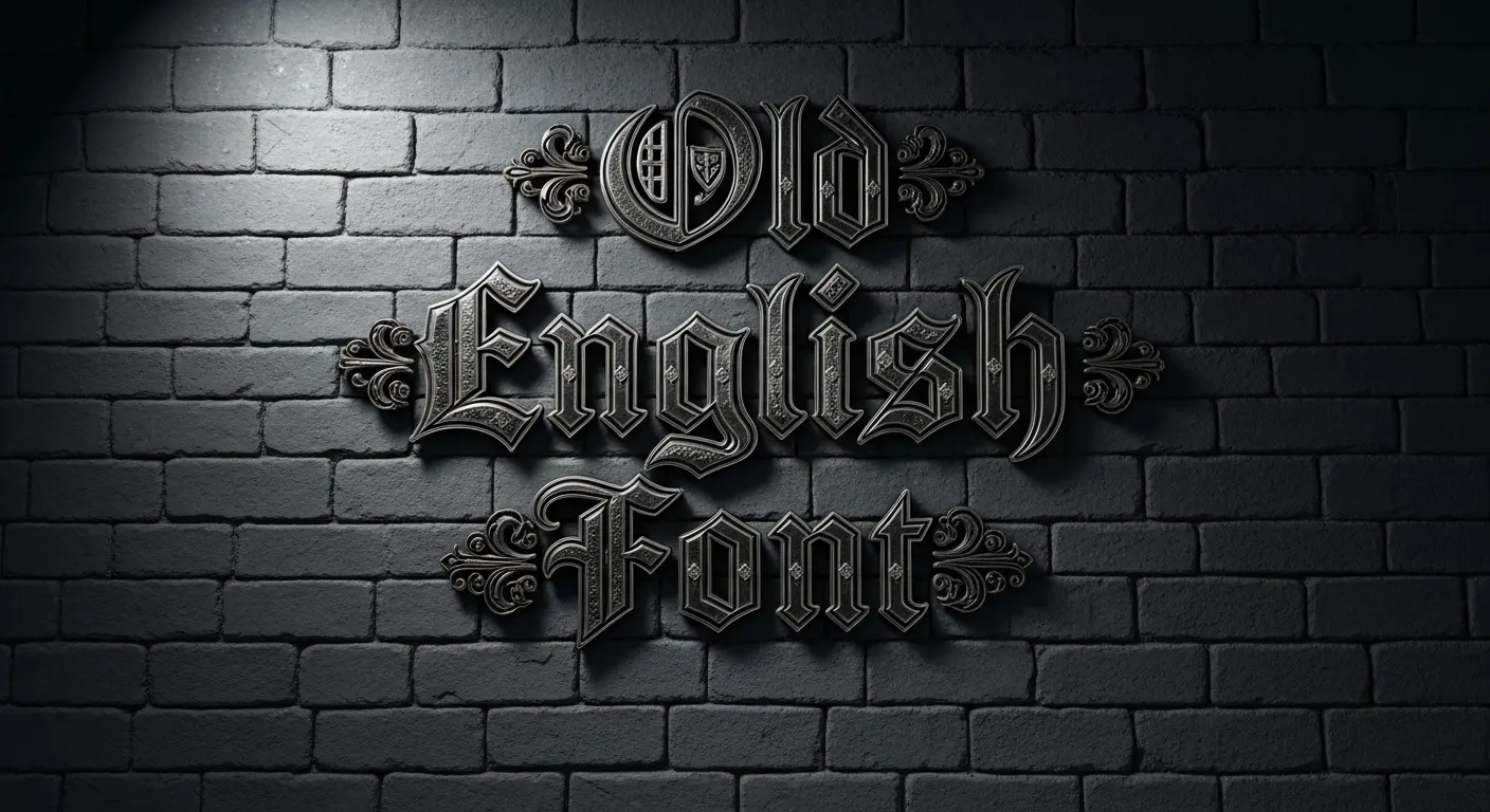 Gothic Old English font on dark medieval stone