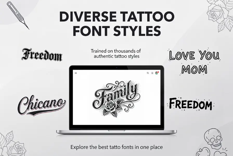 Diverse Tattoo Font Styles